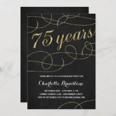 Swanky Faux Gold Foil 75th Birthday Party Invitation (Front/Back)