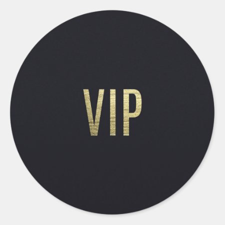 Swanky Faux Gold Leaf Foil "vip" Typography Classic Round St