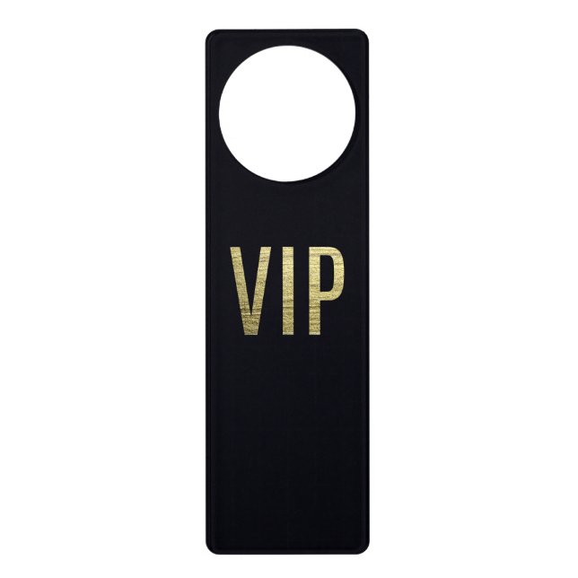 Swanky Faux Gold Leaf Foil "VIP" Typography Door Hanger (Front)