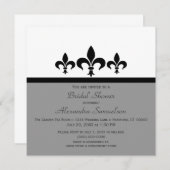 Swanky Fleur De Lis Bridal Shower Invite, Gray Invitation (Front/Back)