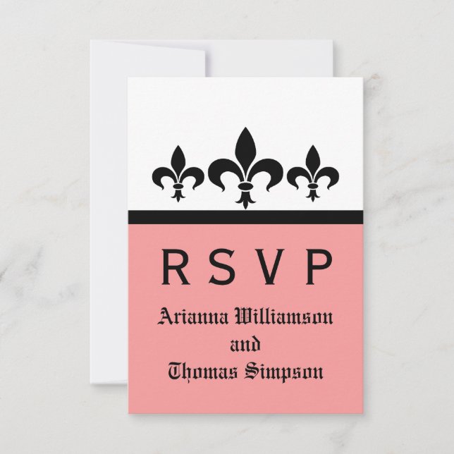 Swanky Fleur De Lis Response Card, Pink (Front)