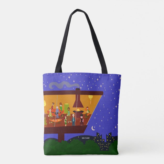 Swanky Hillside Party Illustration Tote Bag (Back)