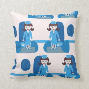 Swanky Jet Set Stewardess Throw Pillow