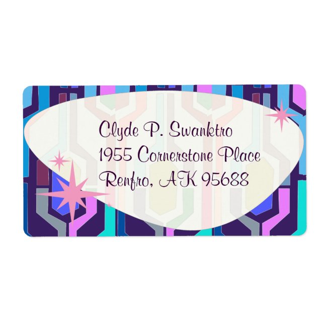 Swanky Pattern Fun Retro Luxe Art Design Label (Front)