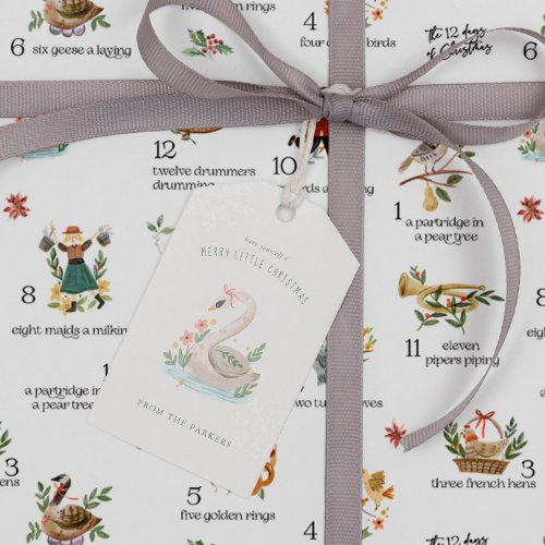 Swans  12 Day of Christmas Holiday Gift Tags