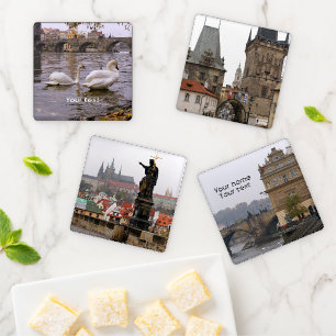Swans and Charles bridge in Prague Coaster Set