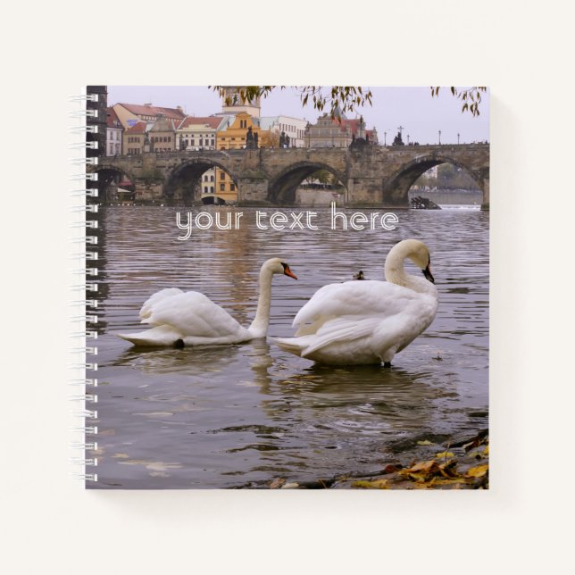 Swans and Charles bridge in Prague Notebook (Front)