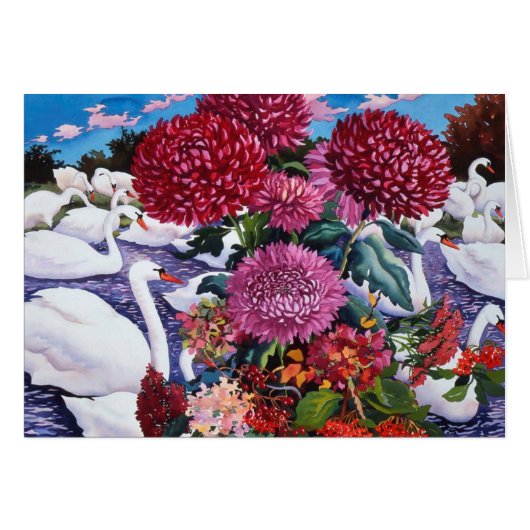 Swans and Chrysanthemums 2005 Cards (Front Horizontal)