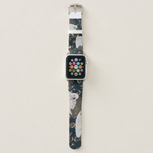 Swans and chrysanthemums, natural pattern. apple watch band
