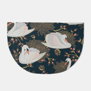 Swans and chrysanthemums, natural pattern. doormat
