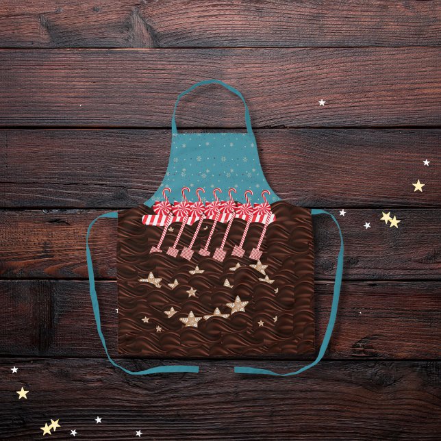 Swans and cookie filled chocolate waves blue apron (Creator Uploaded)