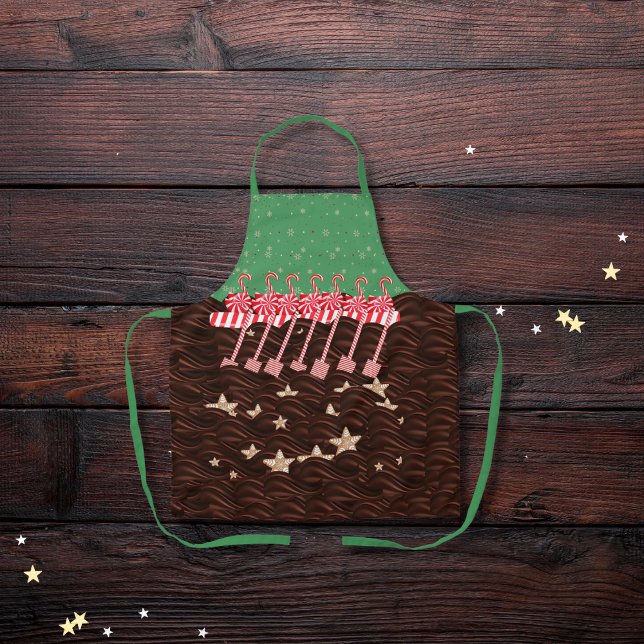 Swans and cookie filled chocolate waves green apron (Creator Uploaded)