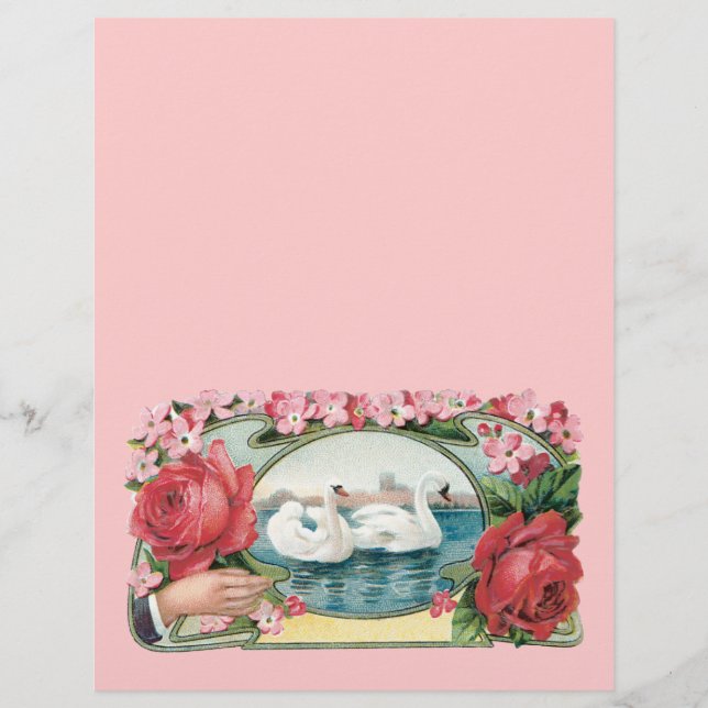 Swans and Roses Vintage Art Flyer (Front)