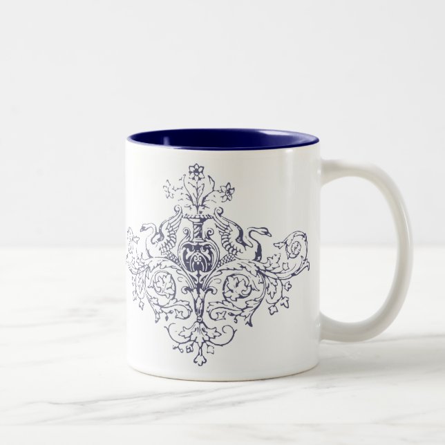 Swans and Scrolls Two-Tone Coffee Mug (Right)
