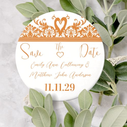 Swans and Swirls Save the Date Wedding Magnet