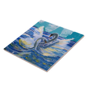 Swans "Art by Kids" Ceramic Tile