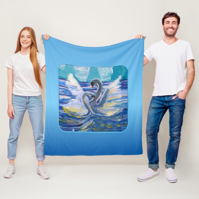 Swans "Art by Kids" Fleece Blanket (In Situ)