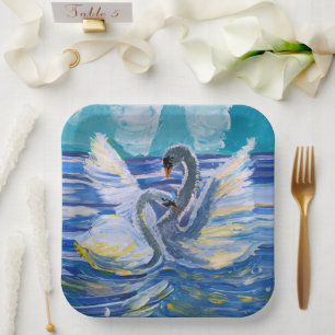 Swans "Art by Kids" Paper Plates