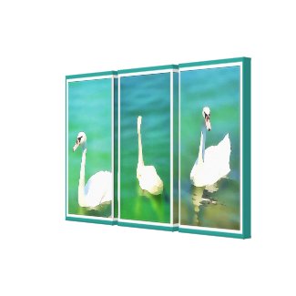 Swans at Lake Balaton - triptych