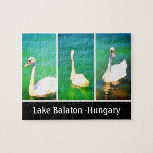 Swans at Lake Balaton _ triptych Jigsaw Puzzle