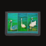 Swans at Lake Balaton – triptych Tri-fold Wallet