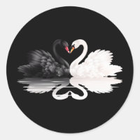 Swans Black Round Stickers