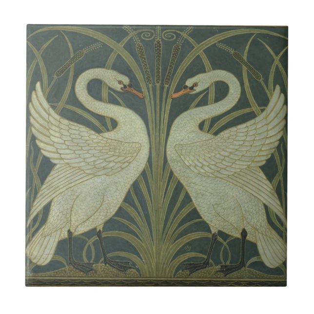 Swans by Walter Reed 1875 Ceramic Tile (Front)