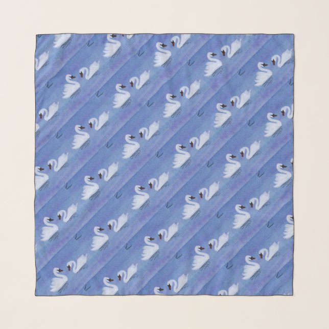 Swans Chiffon Scarf (Front)