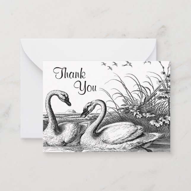 Swans Couple On Lake Thank You Card (Front)
