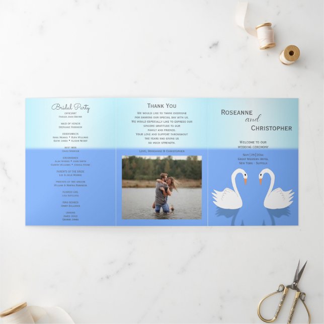 Swans Design Wedding Program (Outside)