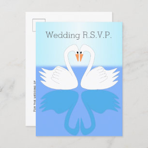 Swans Design Wedding RSVP Invitation Postcard
