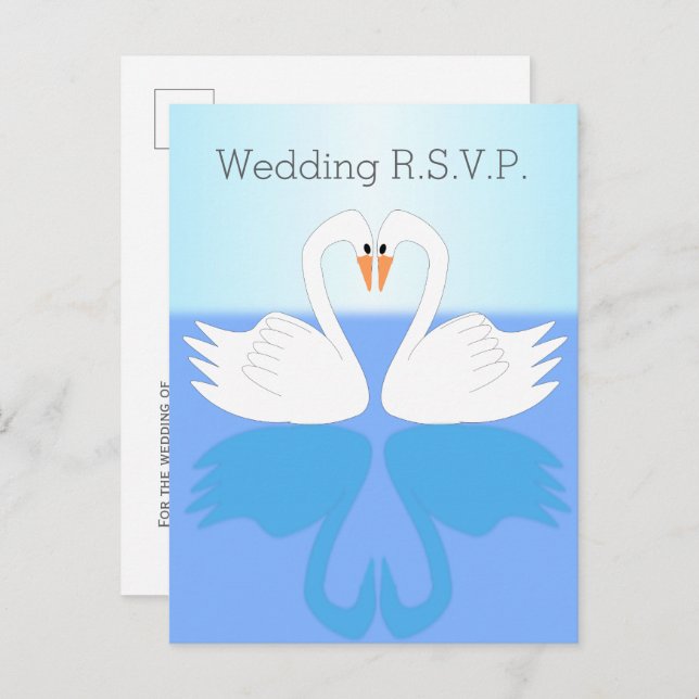 Swans Design Wedding RSVP Invitation Postcard (Front/Back)