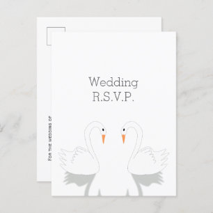 Swans Design Wedding RSVP Invitation Postcard