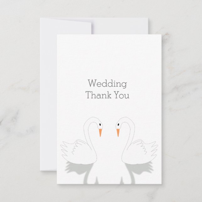 Swans Design Wedding Thank You Card (Front)