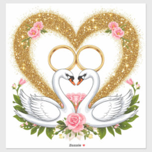 Swans Embracing in Elegant Artistic Display Sticker