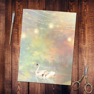 Swans Fall Lake Mason Jar String Lights tissue paper
