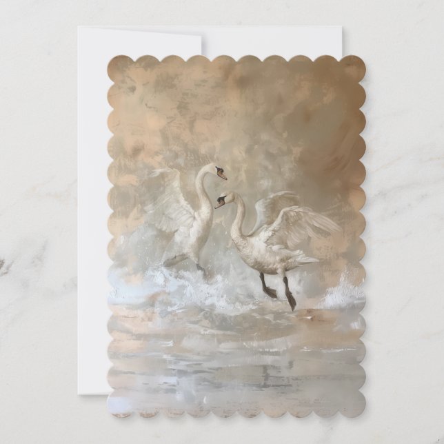 Swans - Flat Invitation size: 12.7 cm x 17.8 cm (Front)