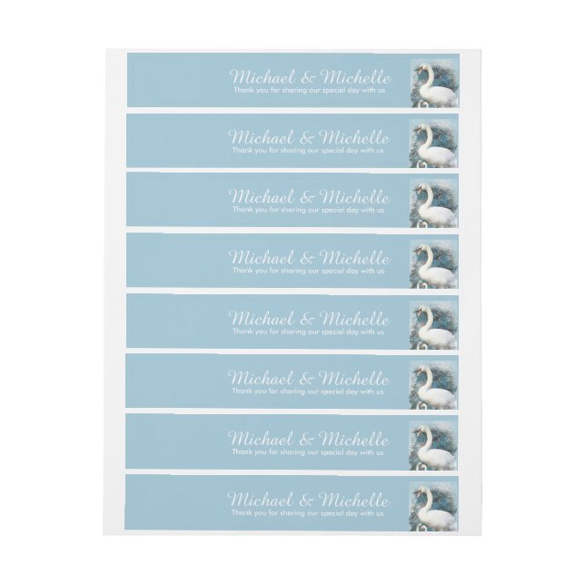 Swans floral swirls | PERSONALIZE Wrap Around Address Label (Sheet)