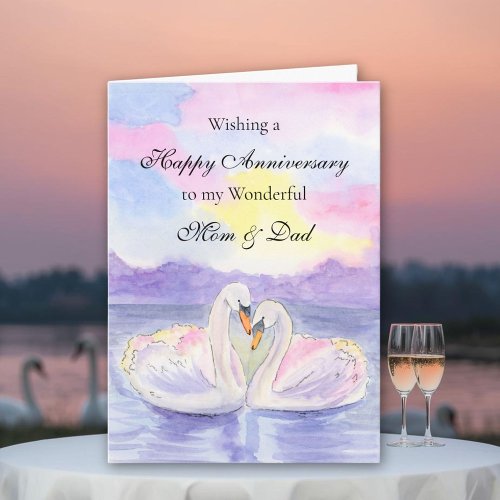 Swans For Mom and Dad Happy Wedding Anniversary