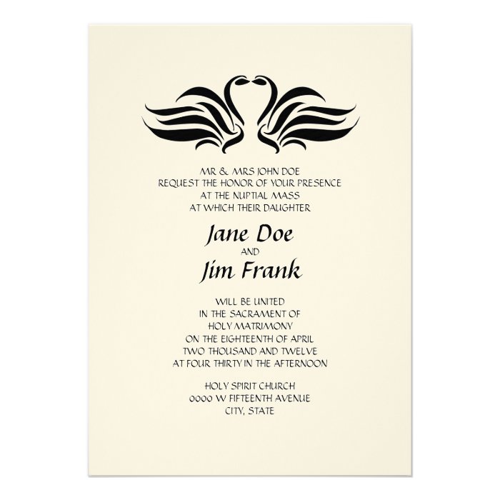 Swans Formal Catholic Wedding Invitation 