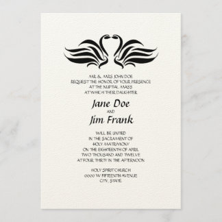 Swans Formal Catholic Wedding Invitation