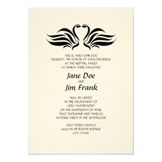 Swans Formal Catholic Wedding Invitation