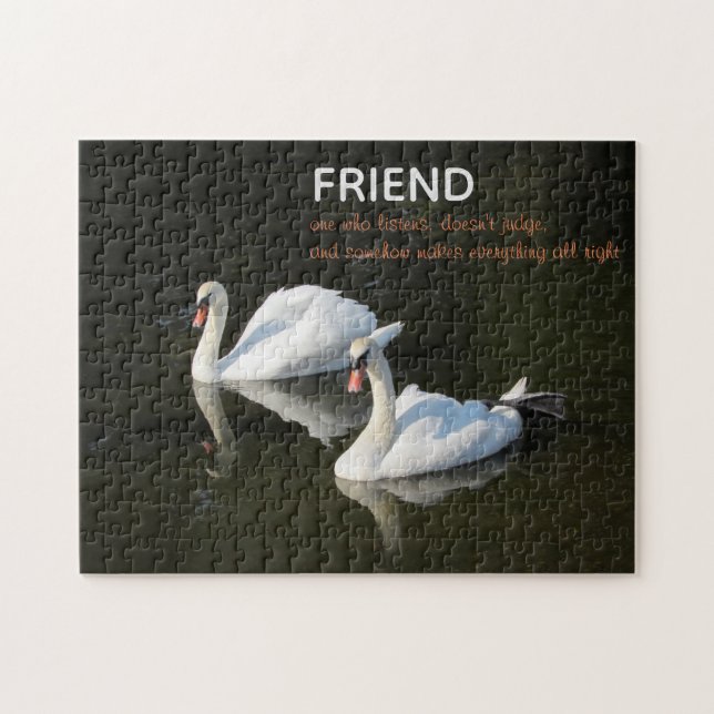 Swans "Friend Quote"  Jigsaw Puzzle (Horizontal)