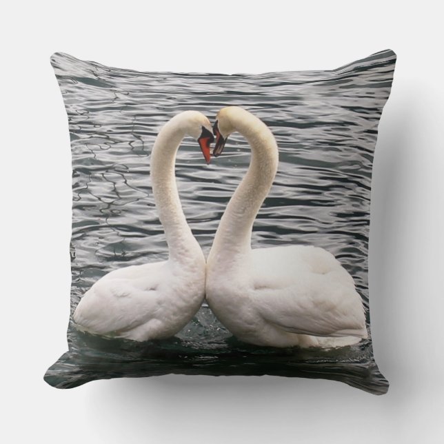 Swans Happy Valentine's day Throw Pillow (Front)