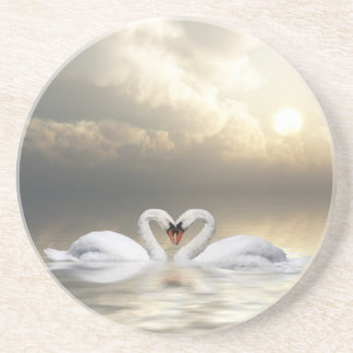 Swans heart drink coaster