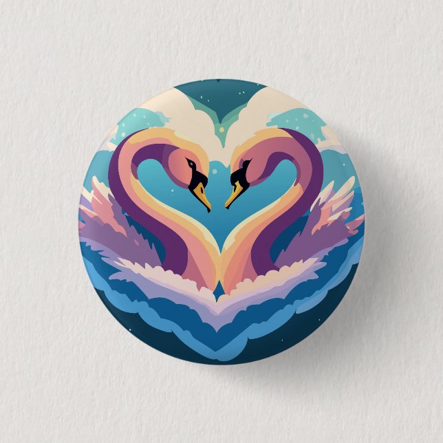 Swans In Love Button (Front)