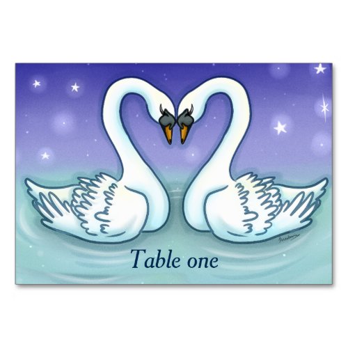 Swans in love Customizable table number wedding