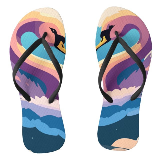 Swans In Love Flip Flops (Footbed)