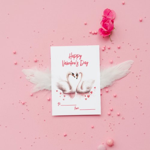 Swans In Love Valentines Day Note Card