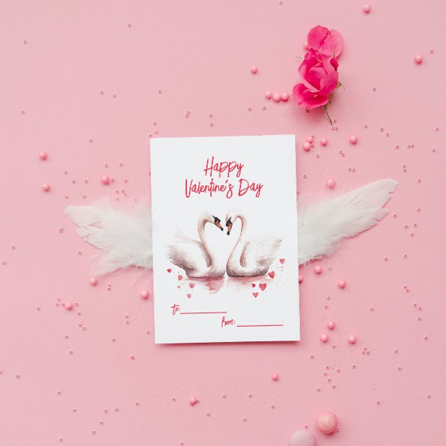 Swans In Love Valentine's Day Note Card (Creator Uploaded)